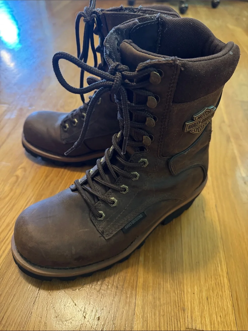 Harley-Davidson Men's Dark Brown Leather Lace-Up Work Boots